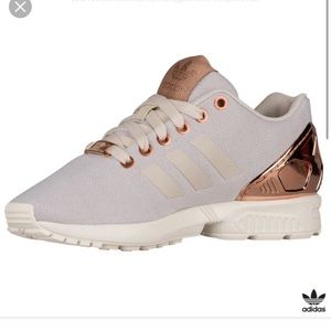 Adidas zx flux rose gold copper metallic sneakers